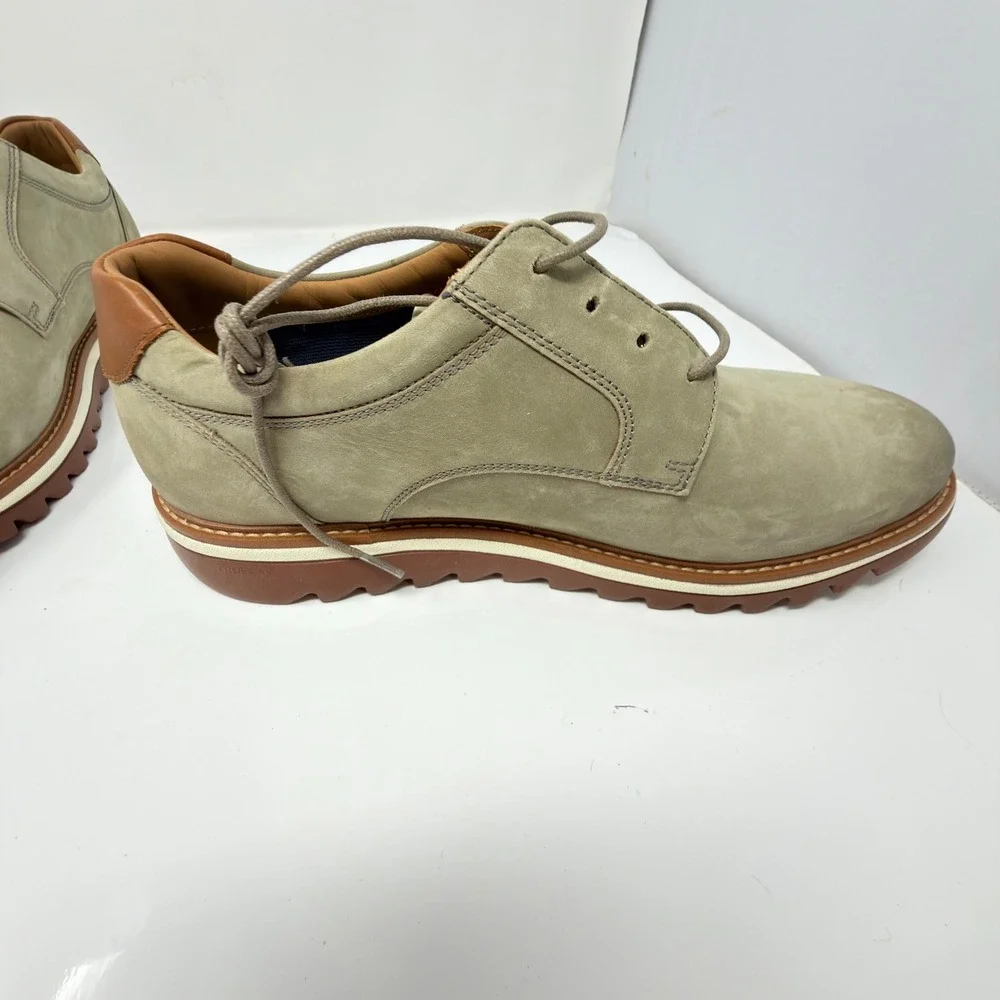 Johnston & Murphy Mens 10W Grey Nubuck Leather Plain Toe Casual Oxford Shoes